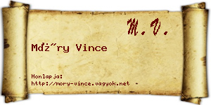 Móry Vince névjegykártya